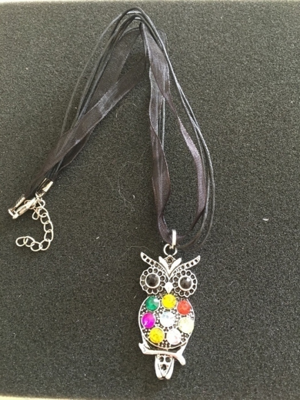 Collier hibou sur organza noir acheter vendre