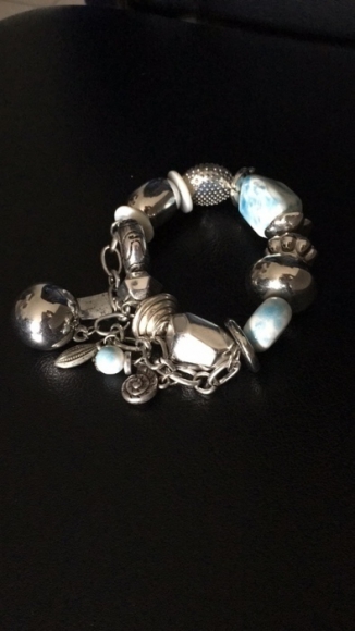 Bracelet fantaisie argenté et bleu clair acheter vendre