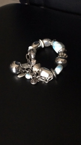 Bracelet fantaisie argenté et bleu clair acheter vendre