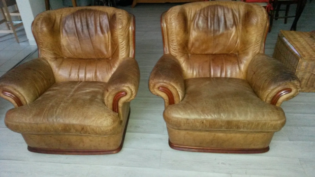 lot de 2 fauteuils en cuir  acheter vendre